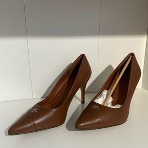 NIB Coach Brown Leather Stiletto Heels with Pointed Toe FREE shipping